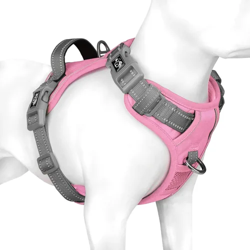 Miniatura 30 de PHOEPET Arnés para perro sin tirones, chaleco para perro reflectante ajustable de colores únicos, con mango de entrenamiento suave, clips de metal