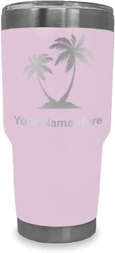 Miniatura 18 de LaserGram Vaso aislado al vacío de 20 onzas, palmeras, grabado personalizado incluido (negro)