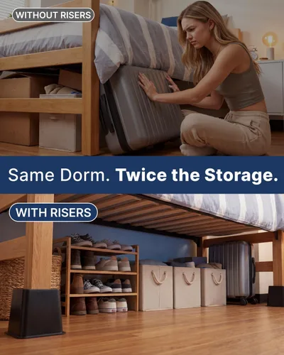 Miniatura 4 de Elevadores de cama – Esenciales para dormitorio – Elevadores de muebles ajustables de 3 y 5 pulgadas u 8 pulgadas combinados – Resistente