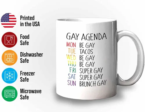 Miniatura 3 de Bubble Hugs Taza de café del mes del orgullo, agenda gay, planificador semanal Rainbow Queer LGBTQ Lesbiana Gay Pride LGBT Aliado Soporte 11oz Blanco