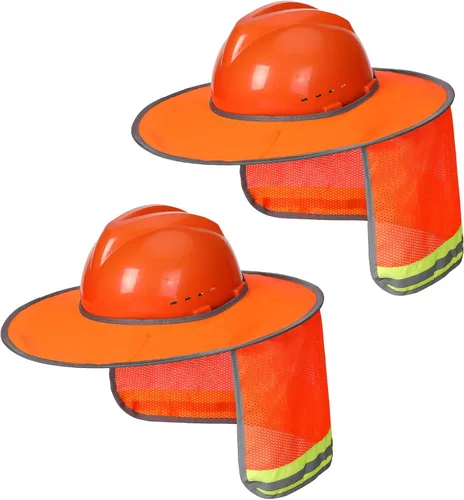 Miniatura 10 de UNCO - Casco de Sombrero Duro con Protector Solar, 1 Paquete, Amarillo, Visera Completa y Estándar de Malla Reflectante de Alta Visibilidad