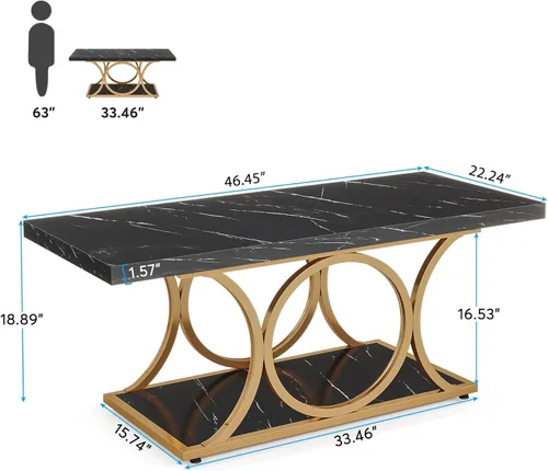 Miniatura 2 de Tribesigns Mesa de centro rectangular de 47.24 pulgadas, mesas de centro modernas para sala de estar, mesa de centro de madera de mármol sintético