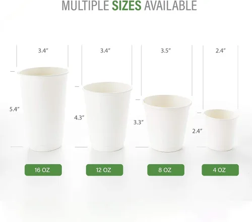 Miniatura 49 de Restaurantware Tazas de café de papel de 4 onzas, 25 tazas de papel desechables de doble pared, a prueba de fugas, reciclables, tazas calientes