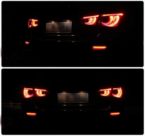 Miniatura 6 de Reflector de parachoques trasero LED óptico 3D, luces traseras de freno con luces de señal de giro secuencial, kit de iluminación de freno Lente