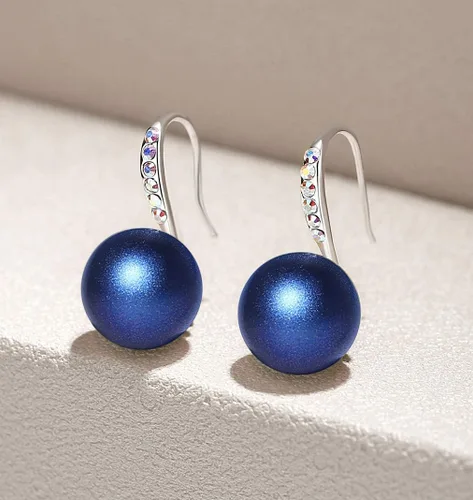 Miniatura 2 de Aretes colgantes hechos con perlas de cristal de Swarovski, regalos para mujer, multicolor, tono plateado