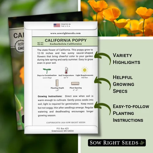 Miniatura 2 de Sow Right Seeds - Semillas de amapola de California para plantar - Paquete de semillas de reliquia sin OMG con instrucciones para cultivar un