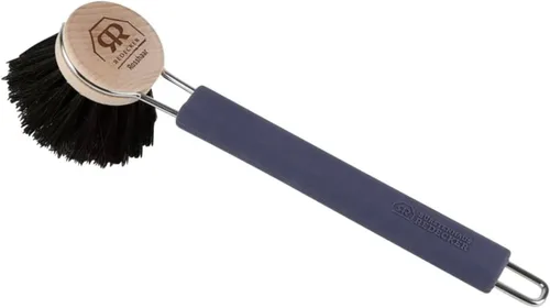 Miniatura 7 de Redecker Mango de cepillo para platos, acero inoxidable y silicona, azul oscuro, sistema patentado de cabezal reemplazable, fabricado en Alemania