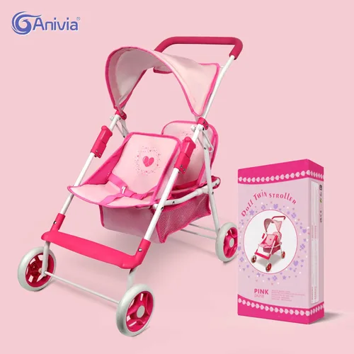 Miniatura 8 de Colección de muñecas Anivia, cochecito de muñeca con diseño de corazón, regalos para niños pequeños y niñas, cochecito de muñeca plegable