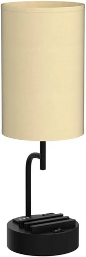 Miniatura 4 de Dreamholder Lámpara de mesa con 3 puertos de carga USB, moderna lámpara de escritorio con toma de CA y soportes para teléfono, lámpara de noche