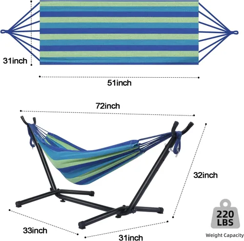 Miniatura 2 de Goutime Hamaca para niños con soporte, base de soporte para hamacas para niños con bolsa de transporte portátil para interiores, exteriores, patio