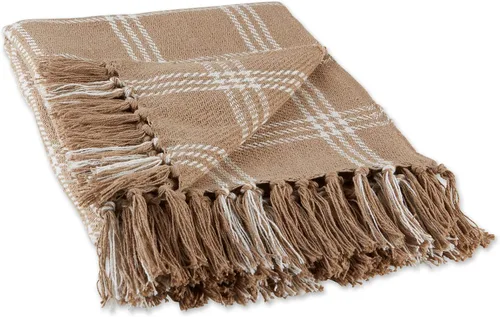 Miniatura 11 de DII Modern Farmhouse Plaid Collection - Manta de algodón con flecos, 50 x 60 pulgadas, color blanco/verde antiguo