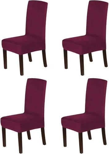 Miniatura 27 de Juego de 4 fundas de terciopelo para sillas de comedor, fundas para sillas de comedor con respaldo alto, protectores de silla de gamuza suaves