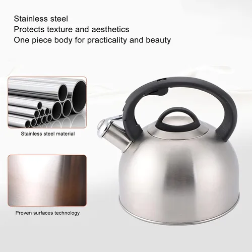 Miniatura 4 de Hervidor de té silbante de 3 litros, hervidor de té silbante, tetera de acero inoxidable, calentamiento rápido con botones de un solo toque