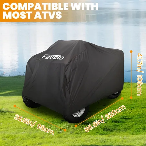 Miniatura 6 de Favoto Cubierta impermeable para cuatrimoto al aire libre – Cubierta de 4 ruedas resistente para todo tipo de clima, polvo, lluvia, sol, resistente