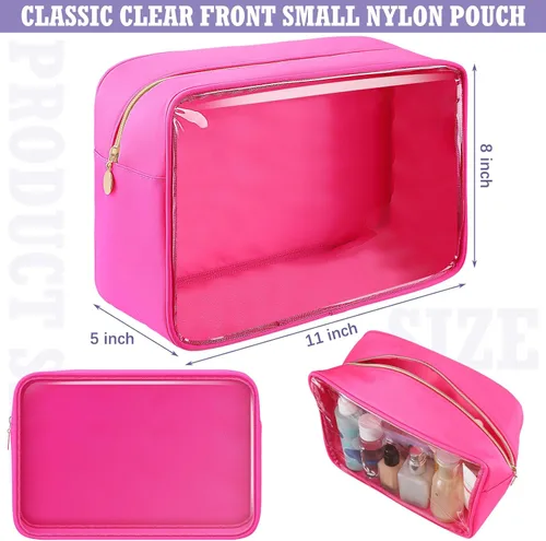 Miniatura 2 de Hushee 4 bolsas de maquillaje de nailon transparente para mujeres, bolsa de cosméticos preparatoria, bolsa de aseo de viaje de PVC, bolsa