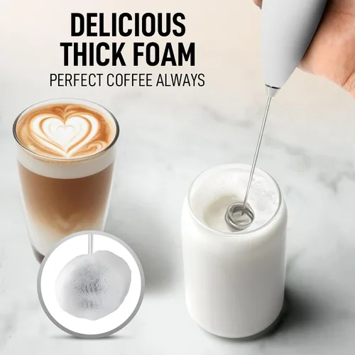 Miniatura 442 de Zulay Milk Boss Espumador de leche potente manual, hace espuma para latte, batidor para mezclar bebidas, café, miniespumador para capuchino, frappé