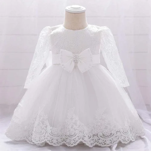 Miniatura 2 de 6-24 meses - Vestido de fiesta de boda con lazo grande para niña