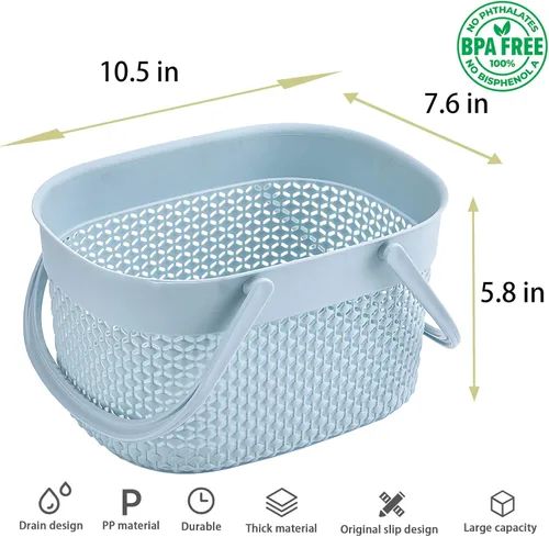 Miniatura 5 de rejomiik - Cesta portátil para ducha, organizador de plástico con asas, bolsa de aseo para baño, artículos esenciales para dormitorio universitario