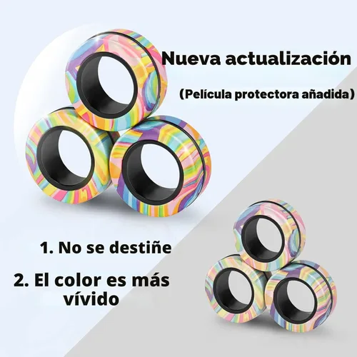 Miniatura 2 de Juego de anillos magnéticos para ansiedad, juguetes para ansiedad con TDAH para adultos, anillos giratorios para terapia de alivio de ansiedad