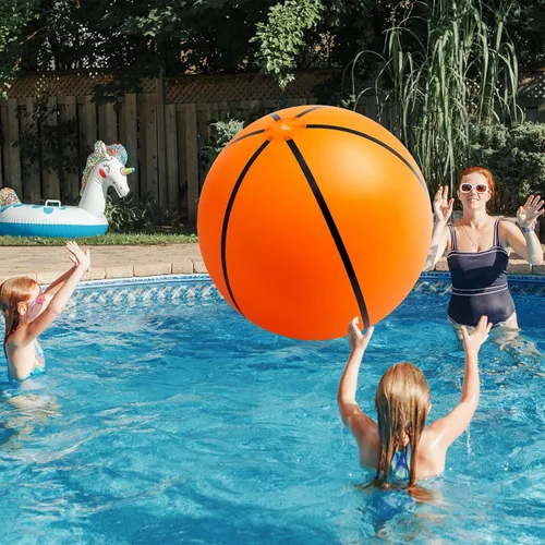 Miniatura 6 de Lewtemi 2 unidades de fútbol y baloncesto inflables gigantes de 27 pulgadas, bolas de playa inflables grandes, globos de gran tamaño para fiesta