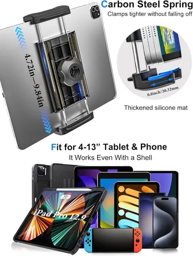 Miniatura 2 de Soporte para tablet para asiento de coche o camión, soporte largo de 19.7 pulgadas, brazo de cuello de cisne resistente para iPad Pro 12.9 Air Mini