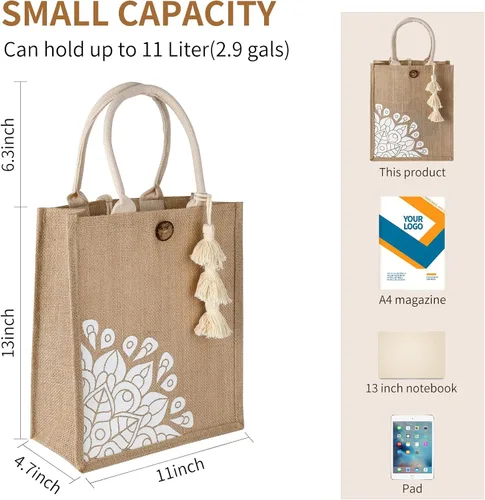 Miniatura 4 de itgowisa Bolsas de playa para mujer, lindas bolsas de yute reutilizables a la moda para playa, compras, viajes, regalo (grande y pequeña)
