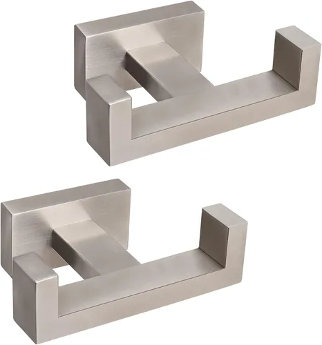 NearMoon Gancho Doble para Toallas de Baño - Soporte Cuadrado para Toallas/Batas de Acero Inoxidable SUS304, Gancho Doble Resistente Antióxido para