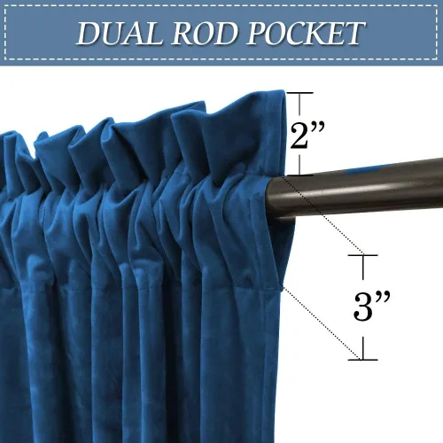 Miniatura 273 de RYB HOME Cortinas opacas de terciopelo para dormitorio, aislamiento térmico, privacidad, luz solar, bloqueo de calor, cortinas lujosas con bolsillo