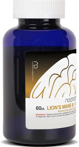 Miniatura 8 de Nootropics Depot Cápsulas de hongos melena de leones Extracto dual de cuerpo fructífero completo 8:1 500 mg 60 unidades Hericium erinaceus