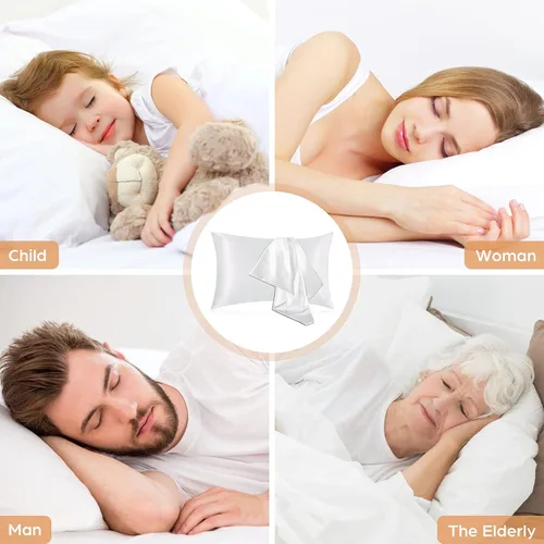 Miniatura 6 de Funda de almohada de seda para cabello y piel, paquete de 2 fundas de almohada 100% seda de morera 25 momme, 600 hilos, fundas de almohada de seda