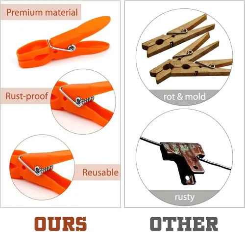Miniatura 3 de 24 pinzas de plástico para ropa, pinzas de ropa resistentes, juego de alfileres de ropa de secado al aire, clips de toalla, clips de resorte, clips