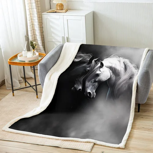 Miniatura 2 de Erosebridal Manta de vellón con diseño de caballo para niñas, niños y parejas, 40 x 50 pulgadas, diseño de animales salvajes, acuarela, 3D