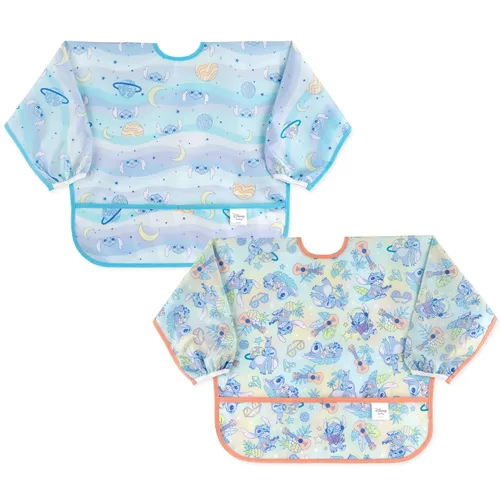 Miniatura 7 de Bumkins Disney - Babero de manga larga para bebé, de tela impermeable de manga larga, con bolsillo para atrapar migas, delantal ajustable