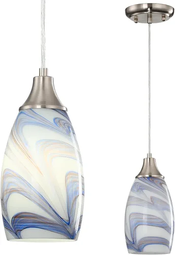 karyfine Mini luces colgantes de cristal artístico para isla de cocina, iluminación colgante de vidrio soplado con acabado de níquel cepillado,