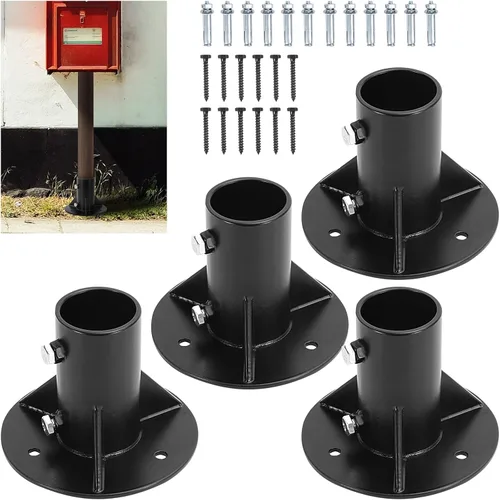 Miniatura 11 de 1 soporte de base de postes redondos de 2 pulgadas, brida de base, brida de enlace de cadena, brida de piso de poste sólido pesado para sujetar