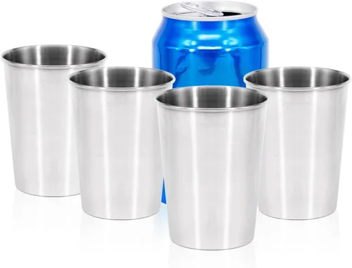 Miniatura 5 de 4Pack 6oz Vasos de acero inoxidable pequeños, sin BPA, vasos de metal saludables de pinta para niños (plateado, 170ml/6oz)