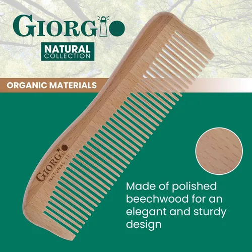 Miniatura 3 de Giorgio GIONAT Natural Wooden Detangling Comb with Comfortable Handle - Wide Tooth Comb for Curly Hair, Bamboo and Beechwood Hair Combs for Thick