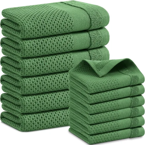 Miniatura 18 de Homaxy Paños de cocina 100% algodón, paquete de 8 – 12 x 12 pulgadas, tejido de gofre, muy suaves y absorbentes, paños de cocina de secado rápido