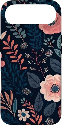 Miniatura 26 de Boho Navy Blue and Pink Floral Botanical Pattern Flower Art Case for iPhone 17