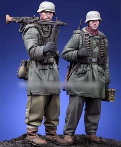 Goodmoel Figuras de resina de infantería alemana de la Segunda Guerra Mundial 1/35 (2 personas), kit en miniatura de soldado sin montar y sin