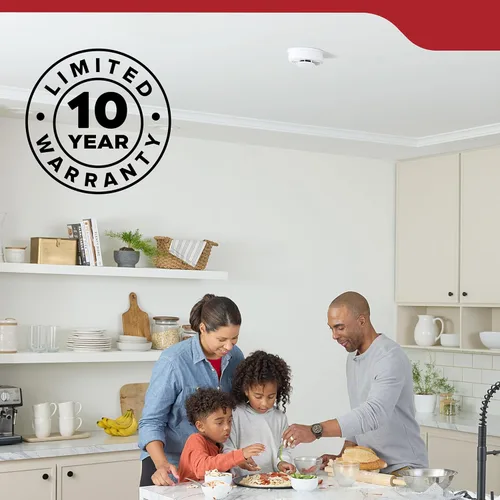 Miniatura 10 de Kidde Detector de humo, funciona con batería de 10 años, con luces LED de estado, alarma de 85 dB, 5 pulgadas, 20SD10, paquete de 3