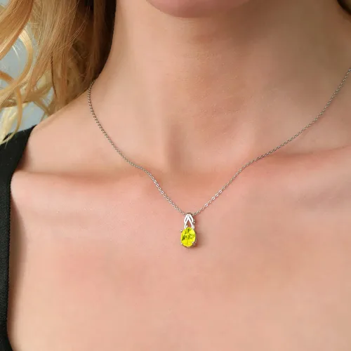 Miniatura 24 de Gem Stone King Collar de plata de ley 925 con piedra natal ovalada de 0.354 x 0.276 in Collar con colgante solitario para mujer Con cadena