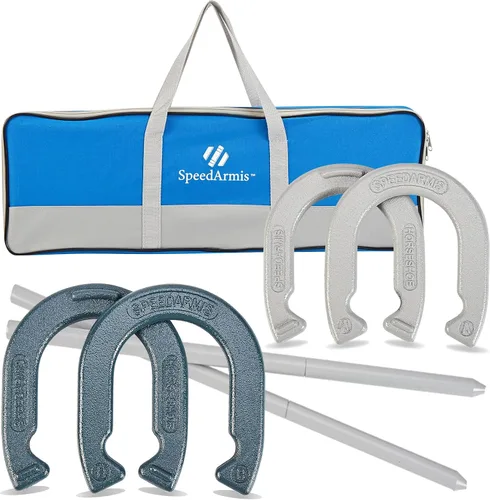 Miniatura 11 de SpeedArmis Juego de herraduras para exteriores, juego de herraduras de césped de tamaño universal, juegos al aire libre para fiestas, playa, patio