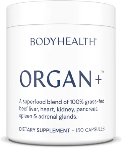 BodyHealth Organ+ Complejo de órgano glandular alimentado con pasto, suplemento de órgano de carne de res alimentada con pasto, hígado de res