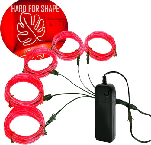 Miniatura 7 de Ourbest [Nueva versión dura] 5 divisores de 6.6 ft de cable EL de neón, 3 modos de permanencia/lento/rápido flash LED para decoración de fiesta