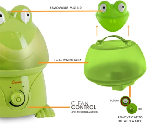 Miniatura 5 de Crane Humidificador ultrasónico de niebla fresca Animal para dormitorio de niños y guardería, 1 galón, fácil de limpiar, configuraciones ajustables