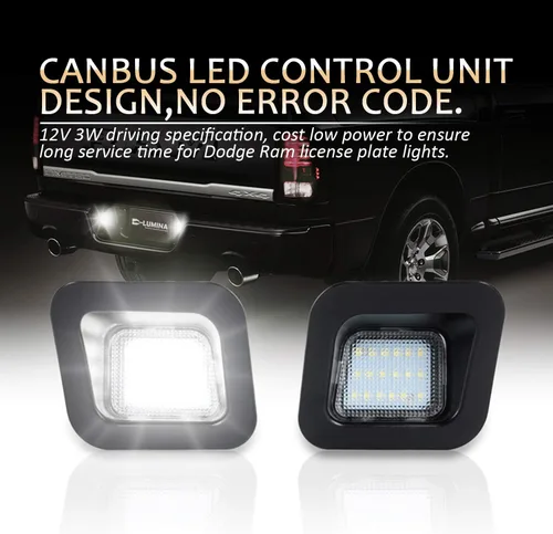 Miniatura 3 de D-Lumina Conjunto de luces LED para matrícula, lente transparente compatible con Dodge Ram 1500 2500 3500 2003-2018, luz de etiqueta de parachoques