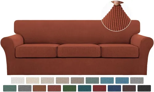 Miniatura 135 de Turquoize 2 fundas para sillas de sala de estar, funda de sofá con fundas de cojín individuales, funda de muebles para sillas (silla, beige biscotti)