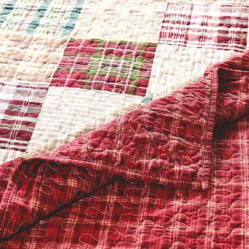 Miniatura 3 de Manta estilo Oxford de 100% algodón de Greenland Home Fashions, Roja
