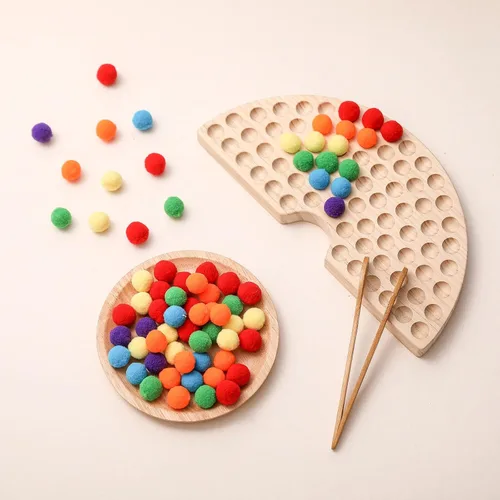 ibwaae Juego de cuentas de madera para clasificación de colores, juego de conteo a juego, conteo de cuentas, habilidades motoras finas, juguetes